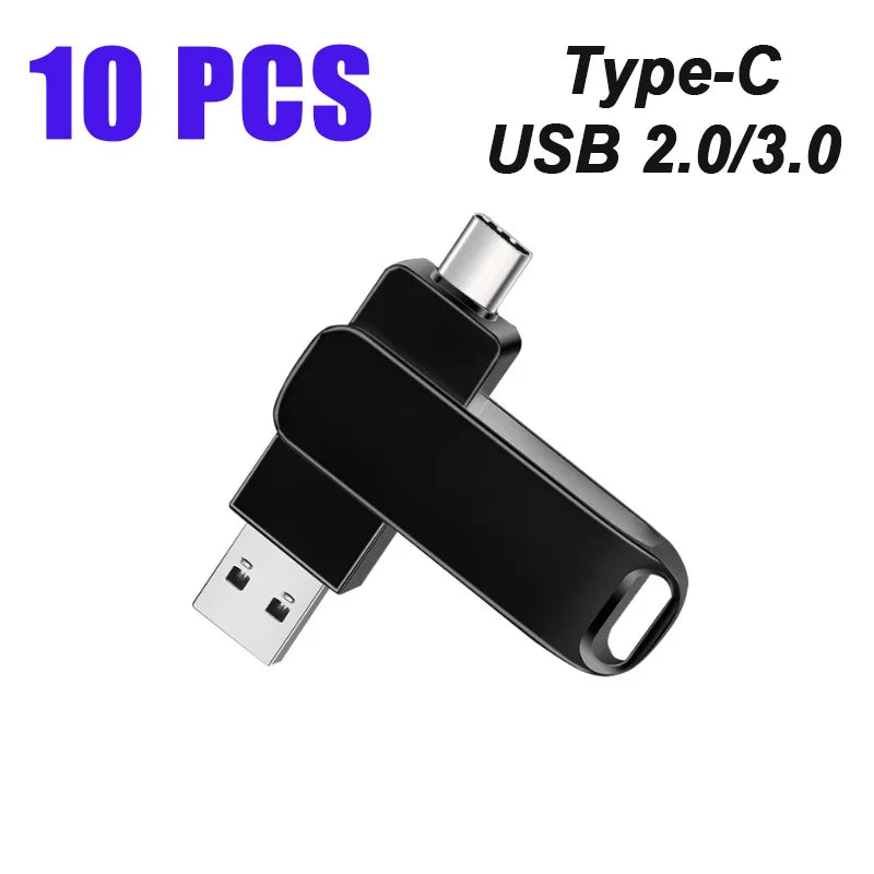 10-Pack USB 3.0 Type-C OTG Metal Flash Drive 32–256GB USB Flash Drive PRIMED