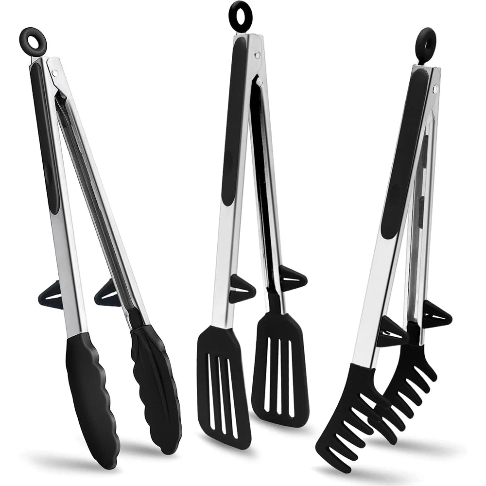 LMETJMA Silicone Kitchen Tongs – BBQ, Pasta & Salad Serving Silicone Kitchen Tongs PRIMED
