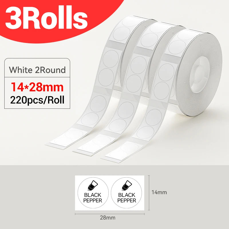 Niimbot Waterproof Label Rolls for D11 D110 D101 H1S Printer Thermal Label Rolls PRIMED 5Rolls Round14x28