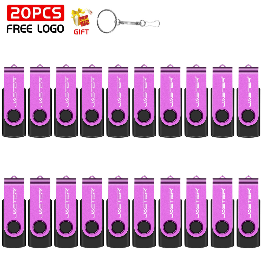 20-Pack Custom Logo Rotatable USB Flash Drives 16–128GB USB Flash Drive PRIMED PURPLE 32 GB