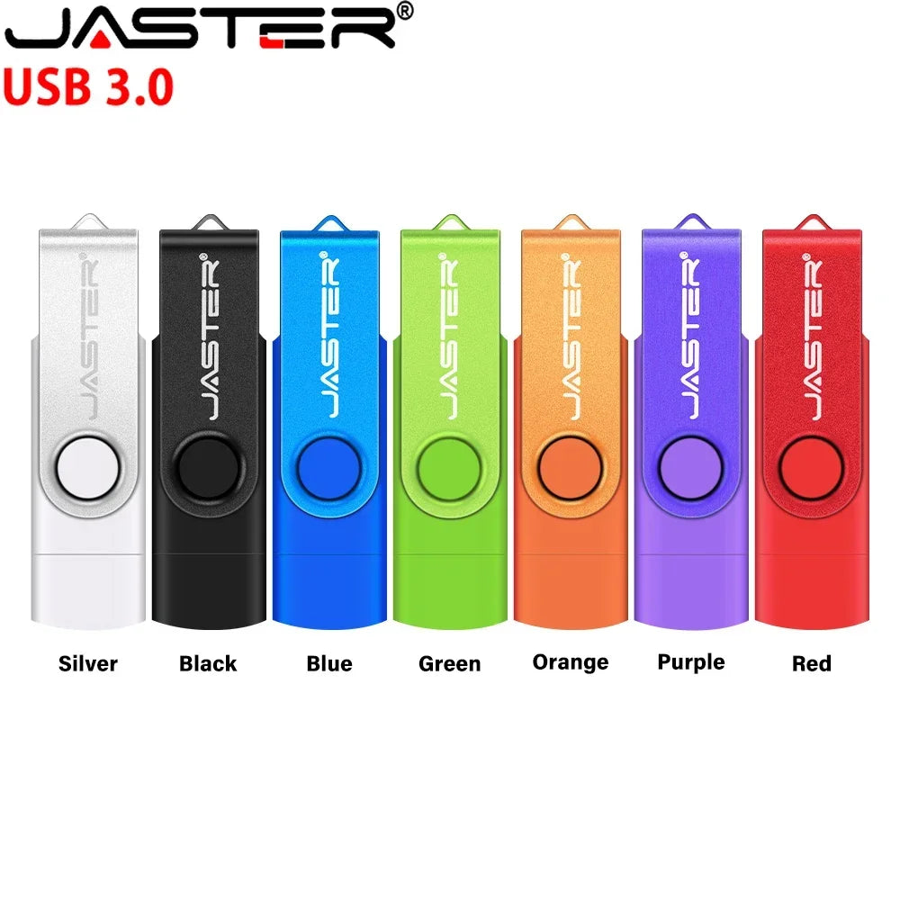 JASTER Type-C USB 3.0 Flash Drive 128GB/64GB/32GB Rotatable USB Flash Drive PRIMED