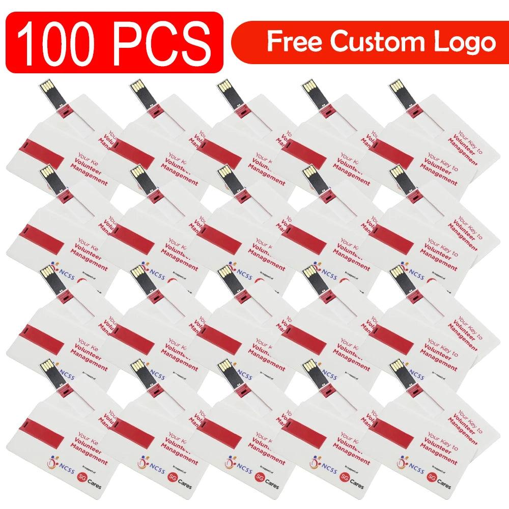 100-Pack Custom Logo Credit Card USB Flash Drives 16–64GB Custom USB Flash Drive PRIMED