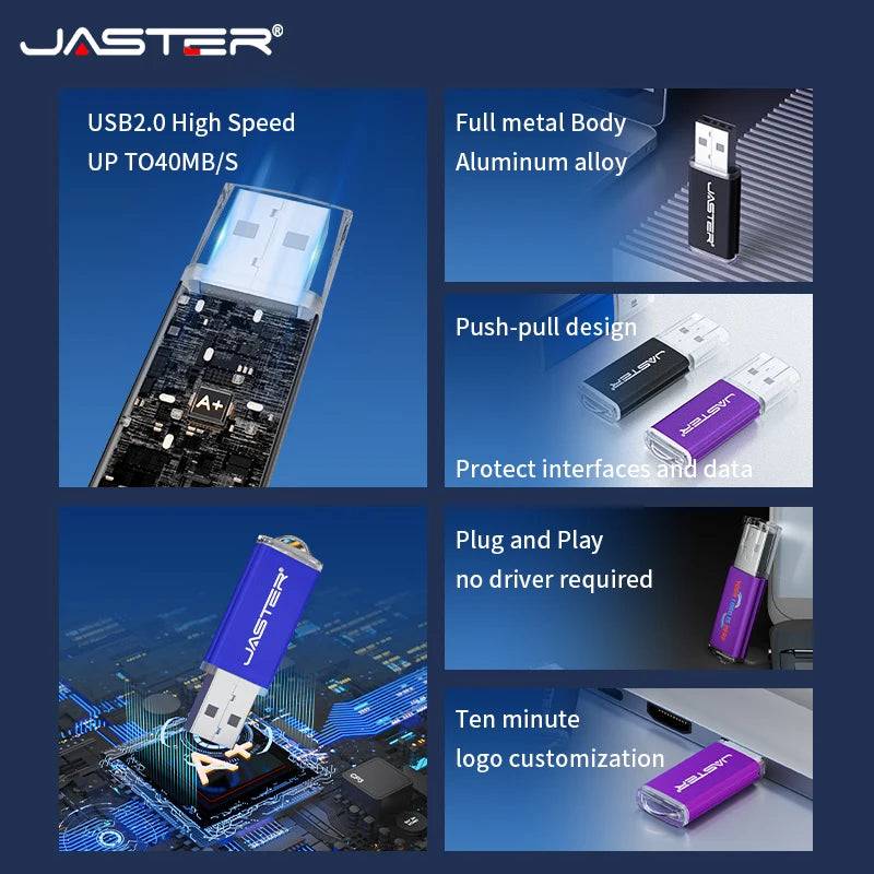 JASTER Rotatable USB Flash Drive 4GB–64GB | Business Gift Pendrive USB Flash Drive PRIMED