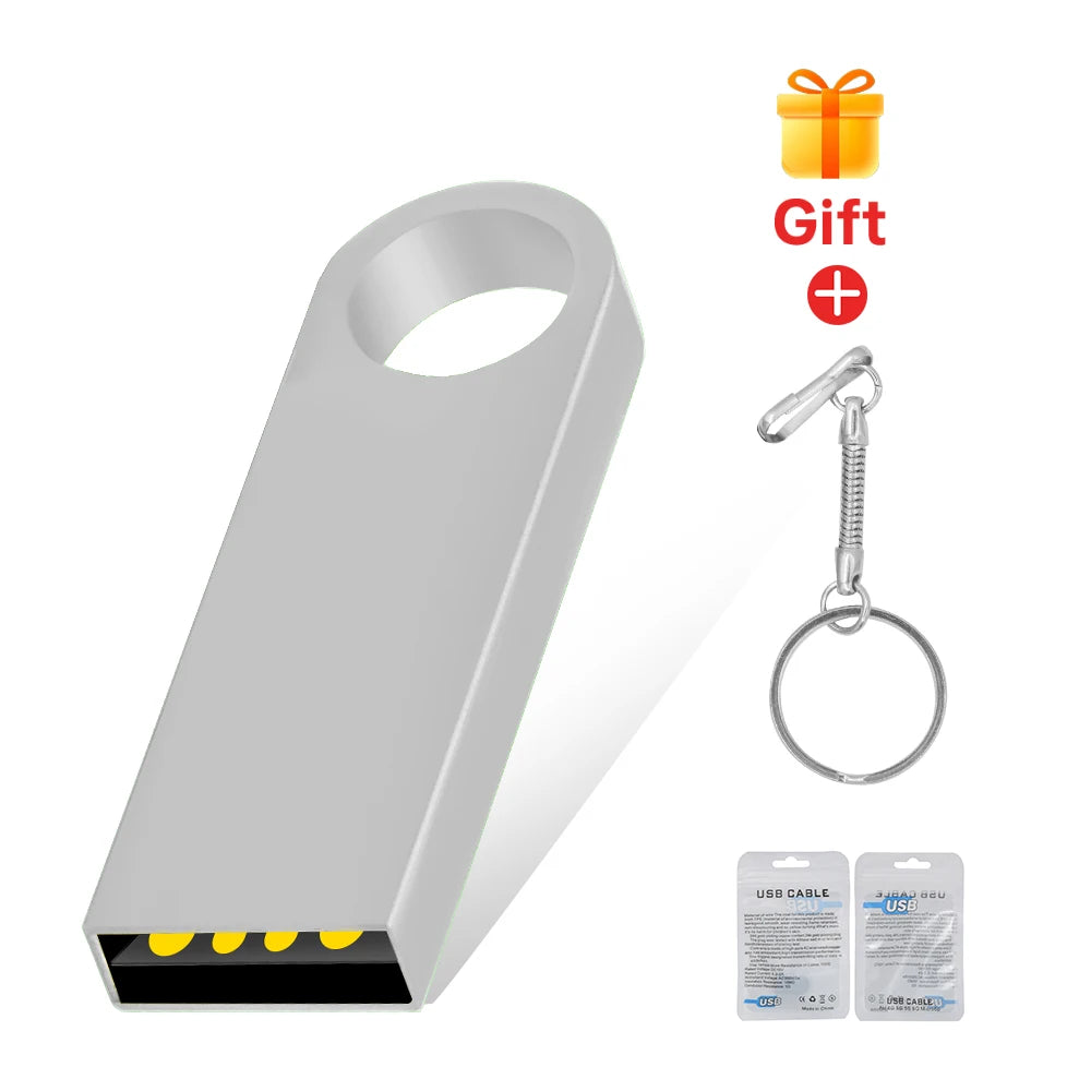 Metal USB 2.0 Flash Drive 8GB–128GB with Key Ring | Pendrive USB Flash Drive PRIMED 4GB white