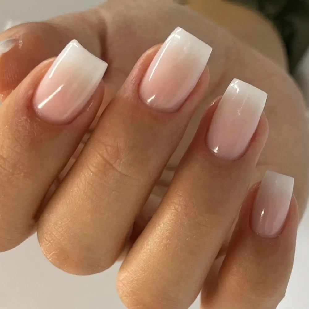 Almond & Square Press-On Nails 24pcs | DIY French Manicure