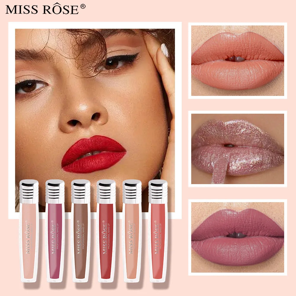 MISS ROSE Velvet Matte Longwear Lipstick & Pearl Lip Glaze Matte Lip Glaze PRIMED