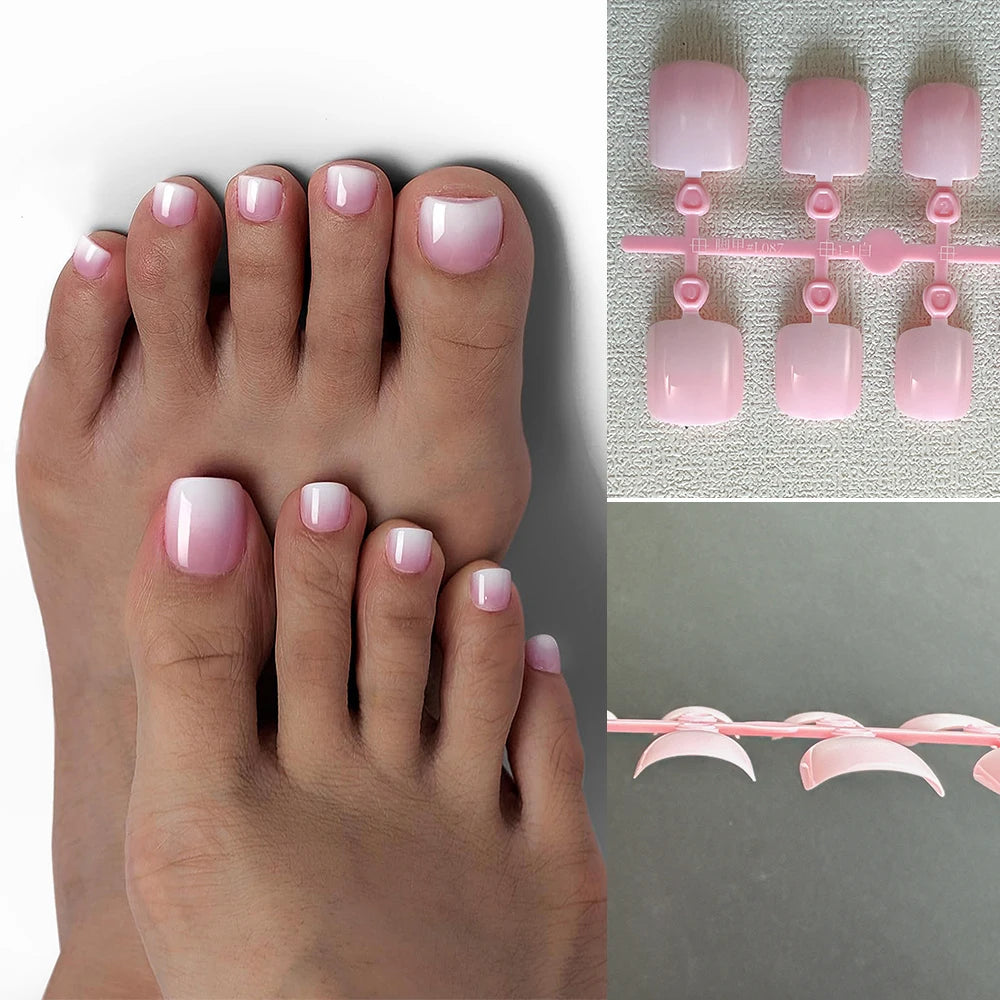 120Pcs French Press-On Toenails – Ultra-Thin Full Cover Acrylic