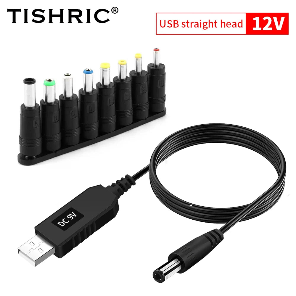 TISHRIC USB to DC 9V 12V Boost Power Cable 2.1x5.5mm USB DC Power Cable PRIMED