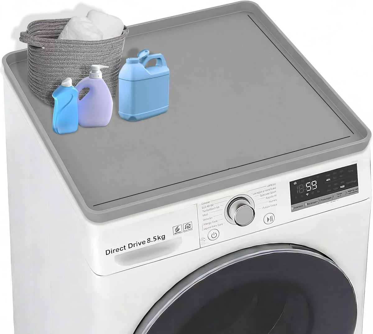 Silicone Washer & Dryer Topper Mat – Non-Slip Protector Appliance Topper Mat PRIMED 1 Piece Grey 60x50cm