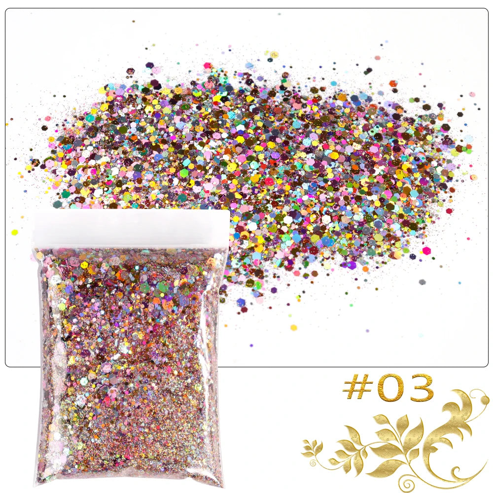 Luminous Nail Glitter Sequins 50g – 12 Colors Holographic Flakes