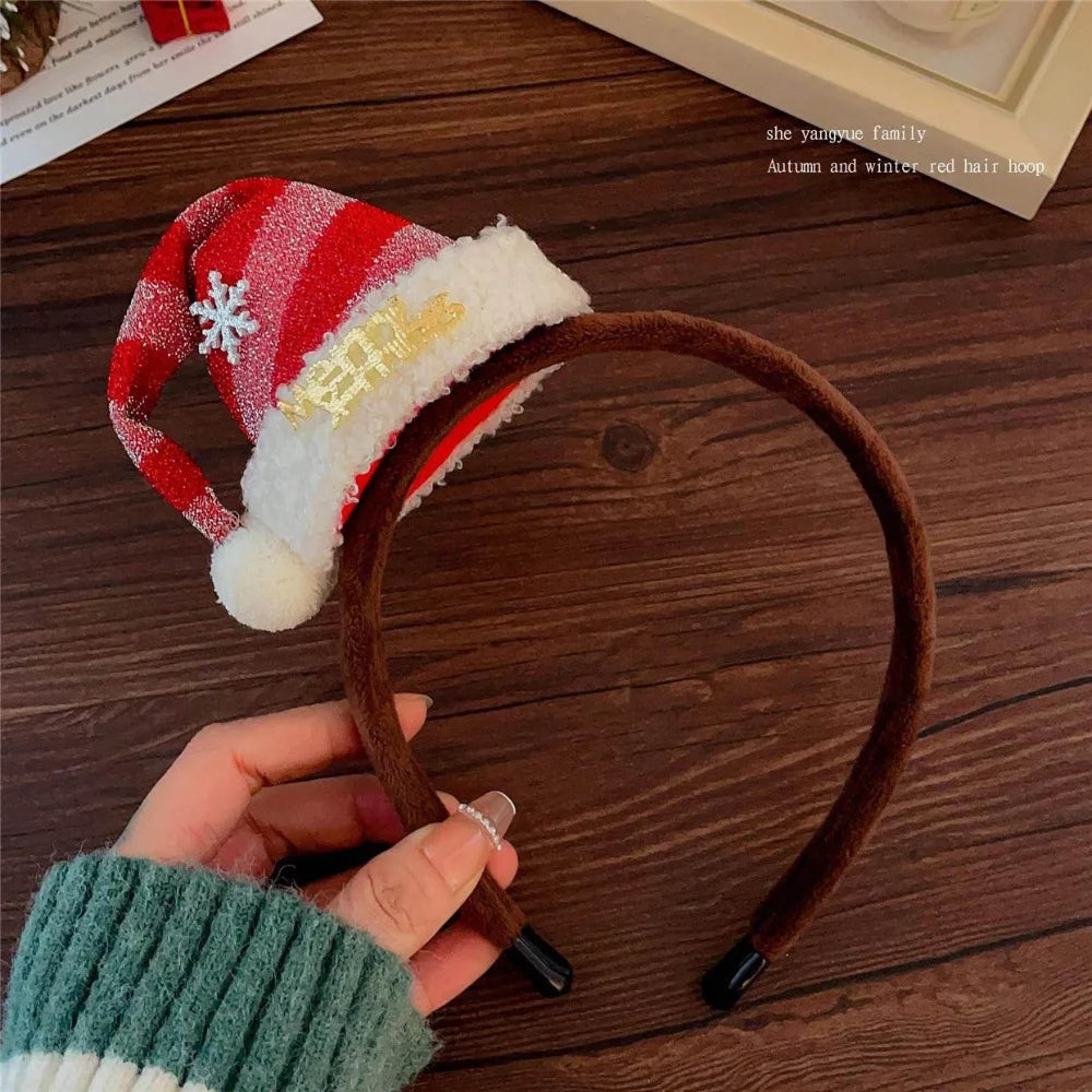 Kids Christmas Headband – Elk, Snowflake & Bow Cosplay Hairband Kids Holiday Headband PRIMED D