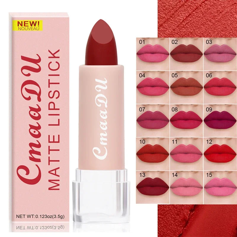 Velvet Matte Lipstick – Long-Lasting Waterproof, 15 Shades