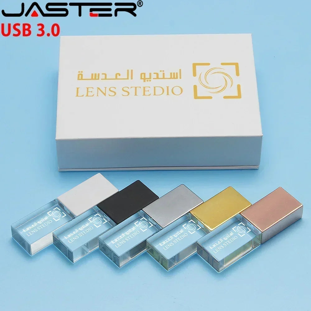 JASTER Crystal USB 3.0 Flash Drive 4GB–128GB | Custom Logo Crystal USB Flash Drive PRIMED