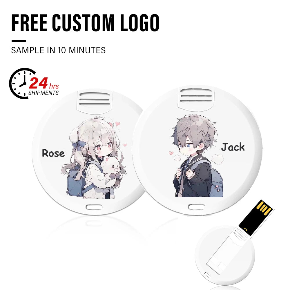 Custom Photo Round Card USB Flash Drive 4GB–128GB Gift Custom USB Flash Drive PRIMED