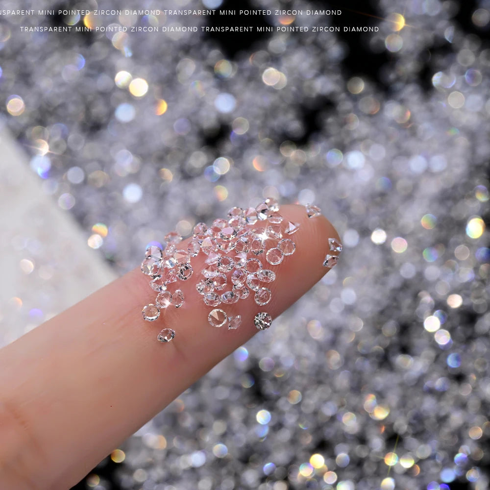 Iridescent Glass Nail Rhinestones – Crystal Zircon Gems 3g