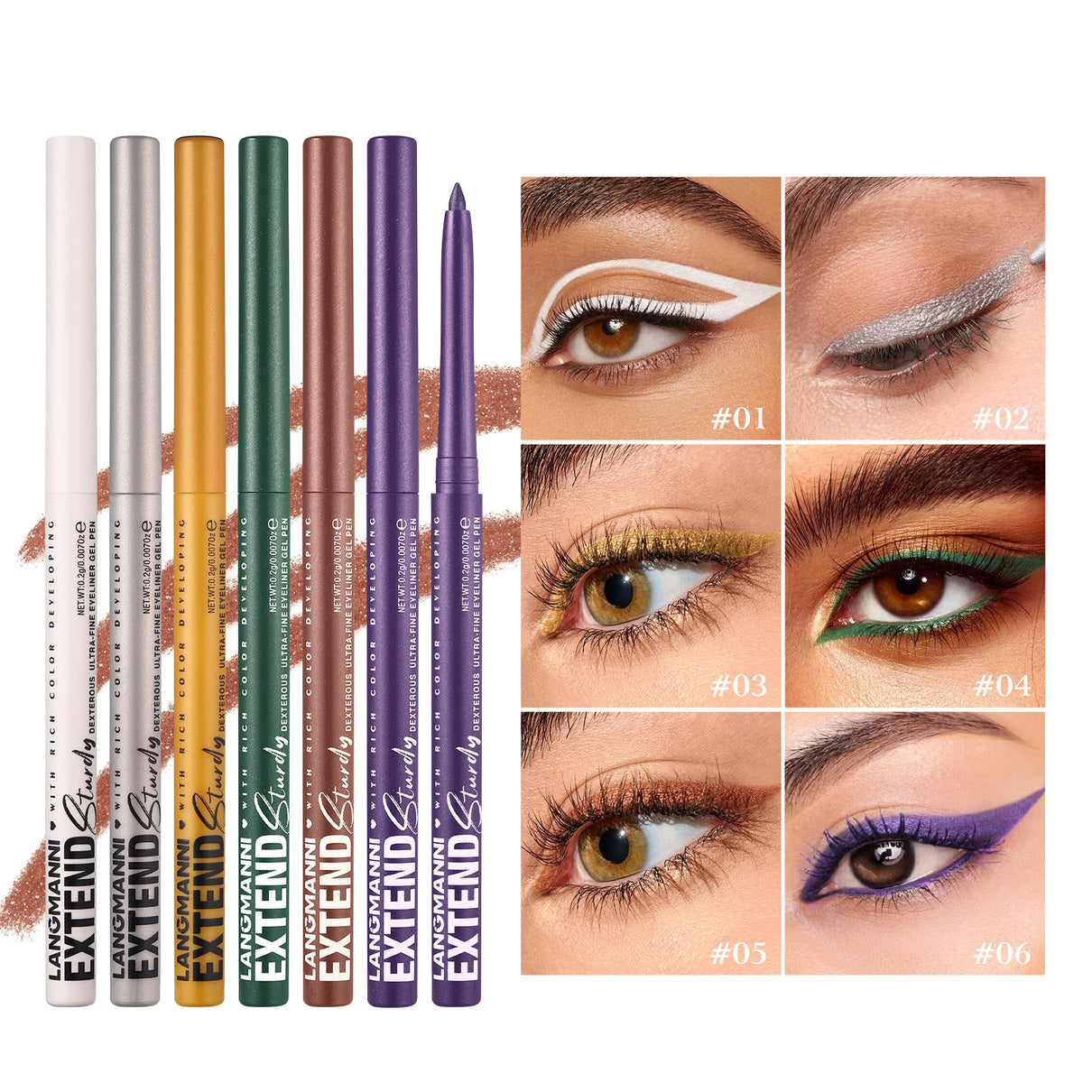 Waterproof Matte & Glitter Gel Eyeliner Pencil – 12 Colors
