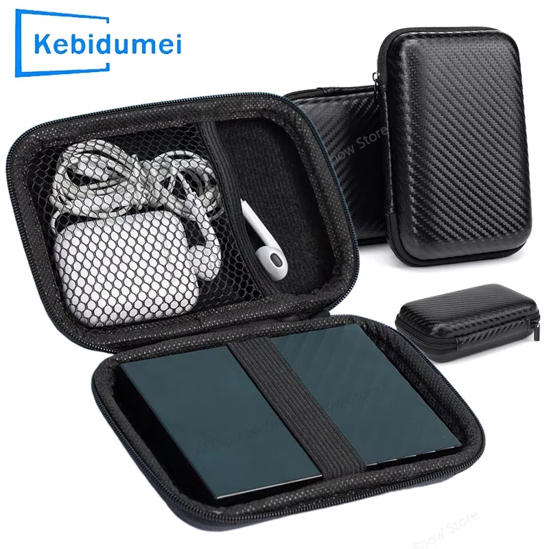 Portable EVA Hard Disk & Cable Organizer Zipper Pouch – Black Electronics Storage Case PRIMED
