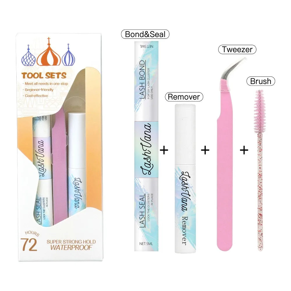 Waterproof Lash Extension Glue Kit with Remover & Tweezers