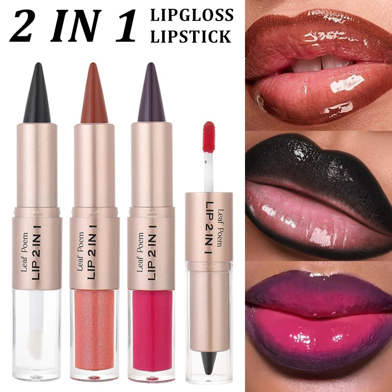 2-in-1 Waterproof Lip Liner & Lip Gloss Pen – 8 Shades Lip Liner Pen PRIMED