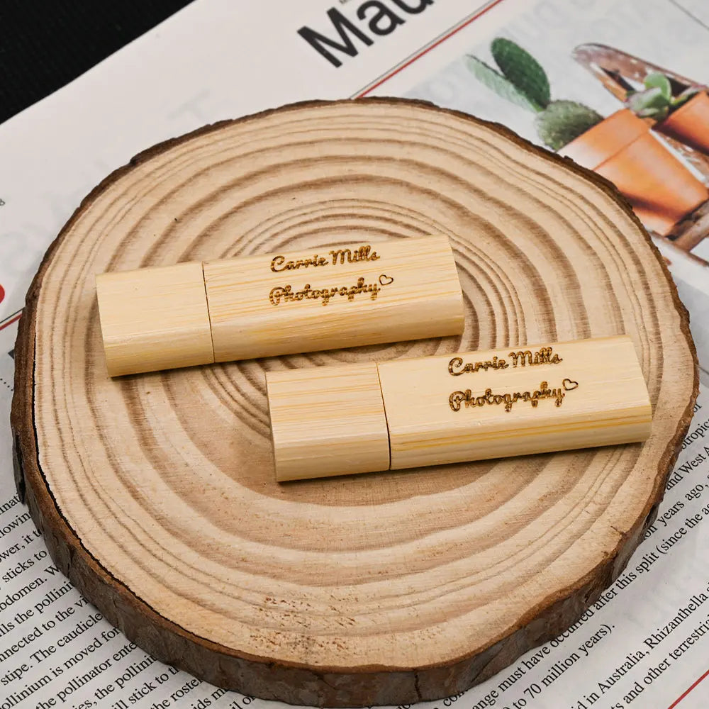 50-Pack Custom Logo Wooden USB Flash Drives | Wedding Gift Custom USB Flash Drive PRIMED