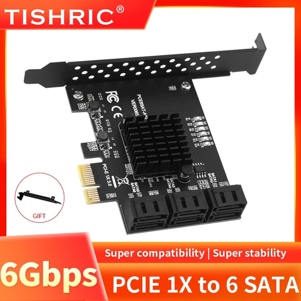 TISHRIC PCIe SATA Expansion Card 1X 4X – 2 to 10 Port SATA 3.0 SATA Expansion Card PRIMED