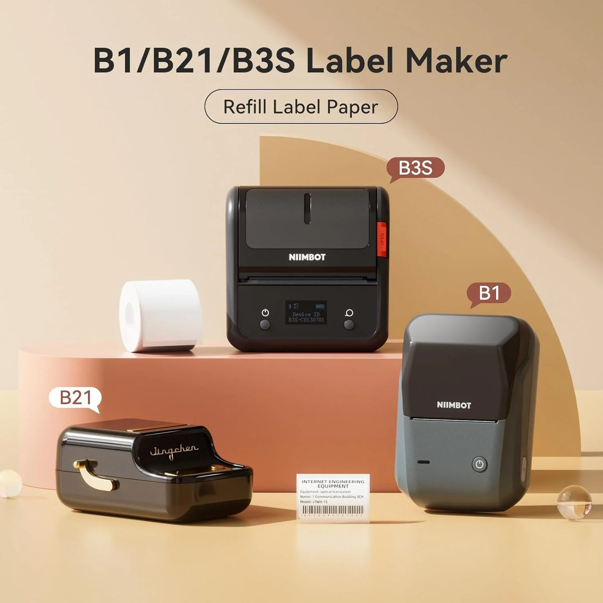 NIIMBOT Thermal White Label Rolls 3-Pack | B1 B21 B3S B31 Thermal Label Rolls PRIMED