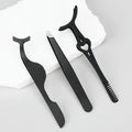 3-Piece Fake Eyelash Clip Comb & Tweezers Tool Set Eyelash Applicator Set PRIMED Black 3 pcs