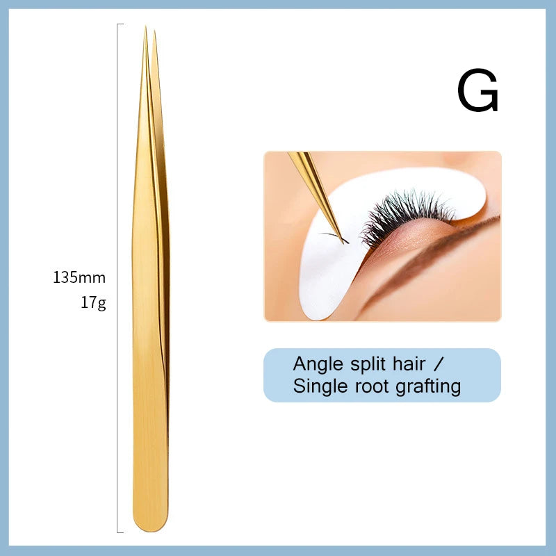 Professional Gold Eyelash Extension Tweezers | Stainless Steel Eyelash Extension Tweezers PRIMED G
