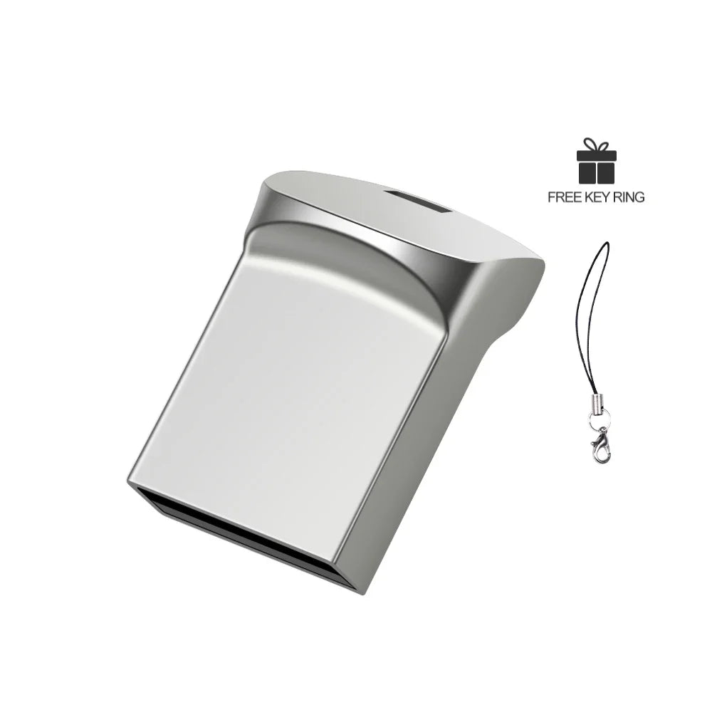 Custom Logo Mini Metal USB Flash Drive 16–128GB | Keychain USB Flash Drive PRIMED WHITE 128 GB