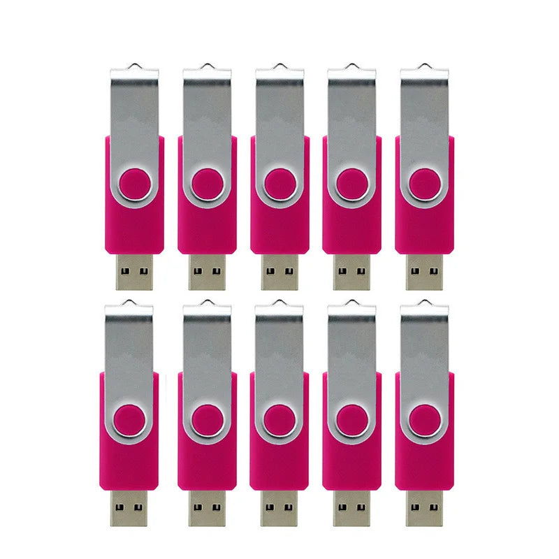 10 Pcs Custom Logo USB Flash Drives 4GB–64GB | Bulk Pen Drives USB Flash Drives PRIMED Pink 2GB-10Pcs