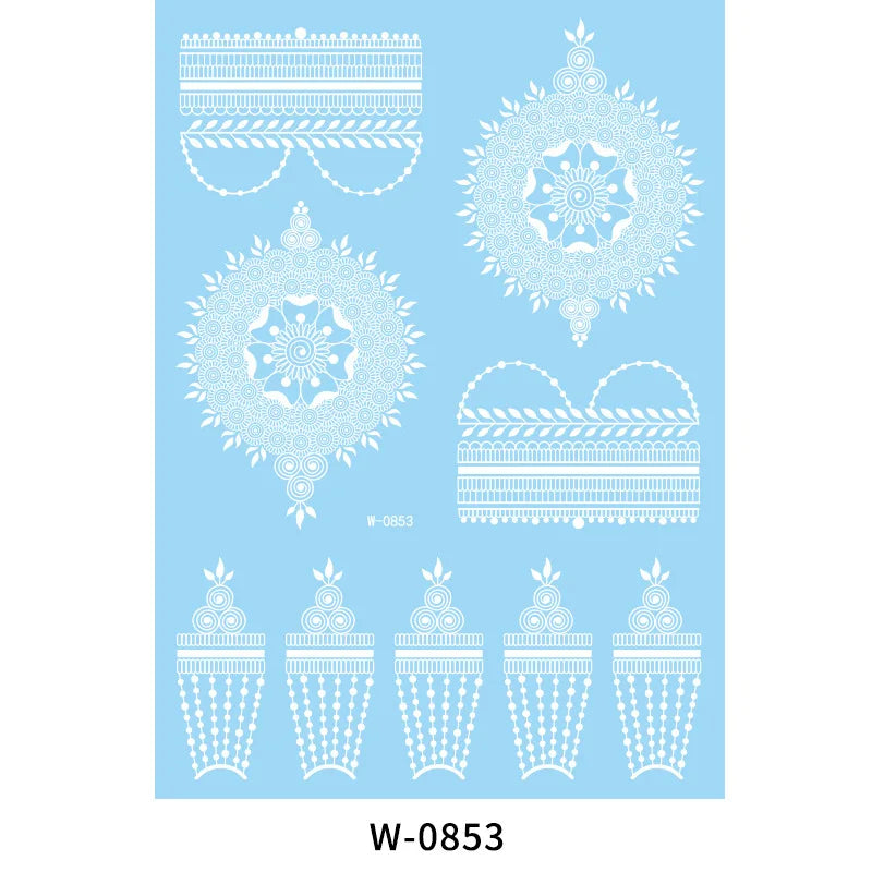 White Henna Flower Temporary Tattoo Sticker – Body Art