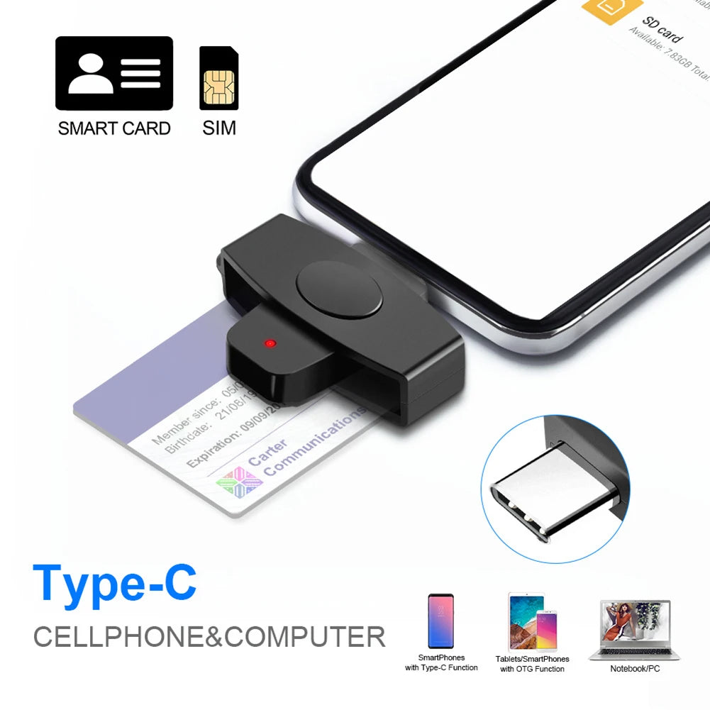 Type-C Smart Card Reader – CAC, Bank & Tax | USB-C USB Smart Card Reader PRIMED