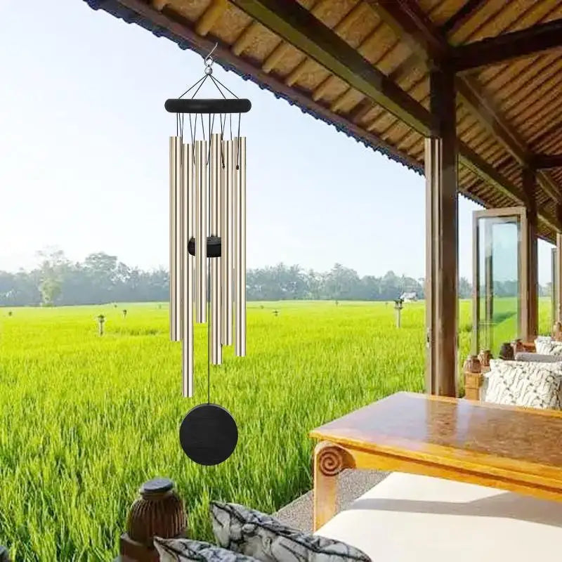 Retro Wood & Metal Wind Chime – 6 Tubes Outdoor Decor
