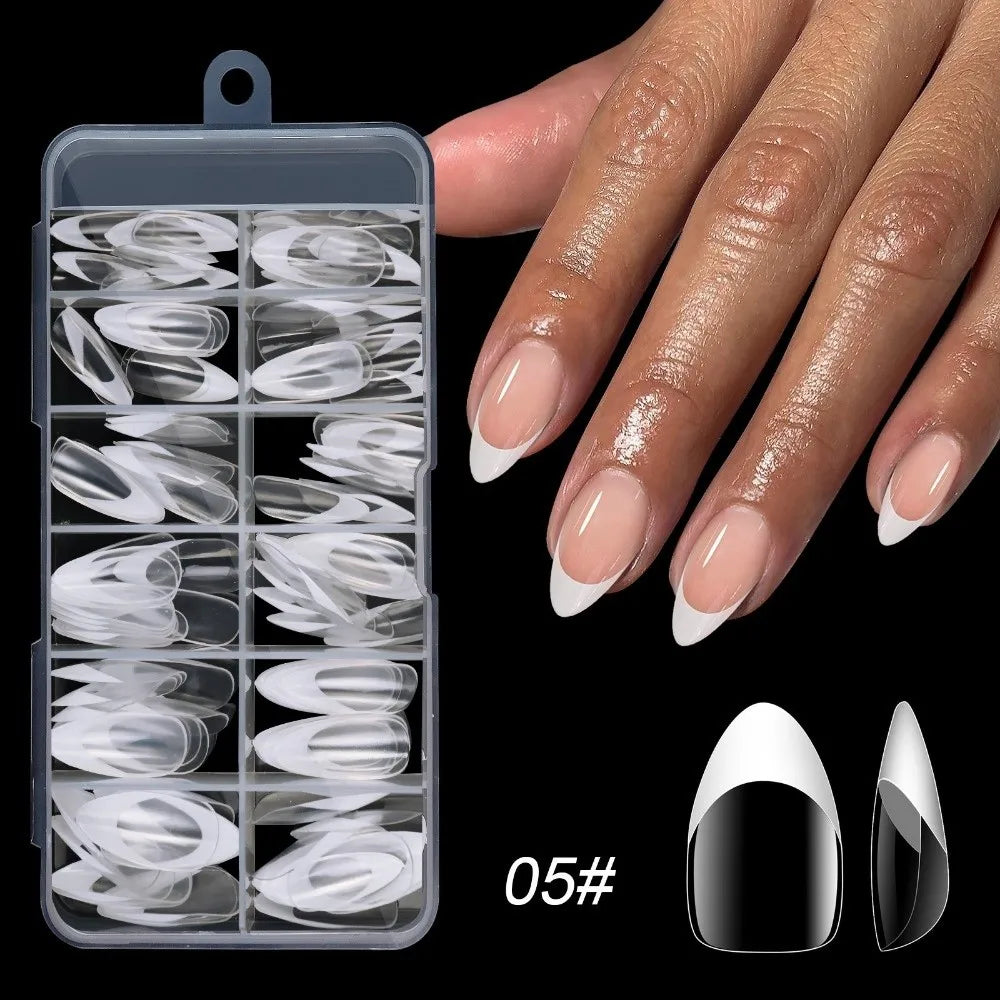 120Pcs French Style False Nails – Mixed Size Full Cover Tips