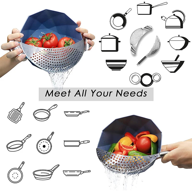 Stainless Steel Pot Strainer with Handle – Pasta Colander Insert Kitchen Colander Strainer PRIMED