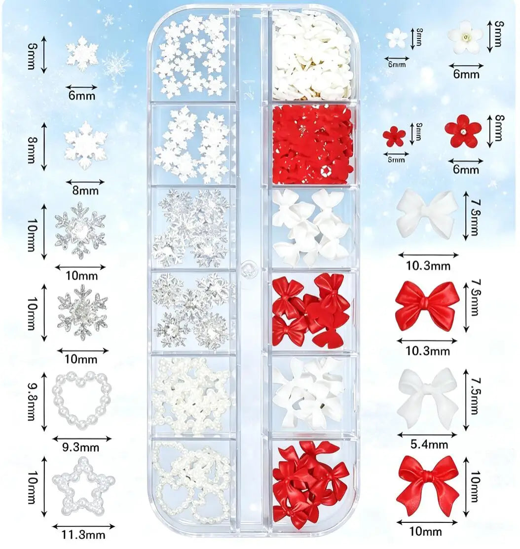 Christmas Nail Charms 4-Box Set – Santa Snowflake Rhinestones