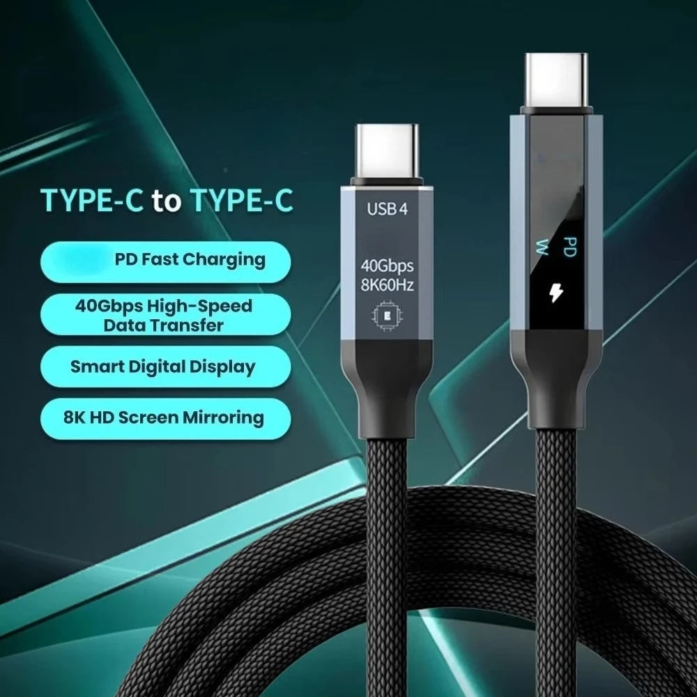USB-C to USB-C Fast Charging Cable USB4 Digital Display PD 5A USB-C Charging Cable PRIMED