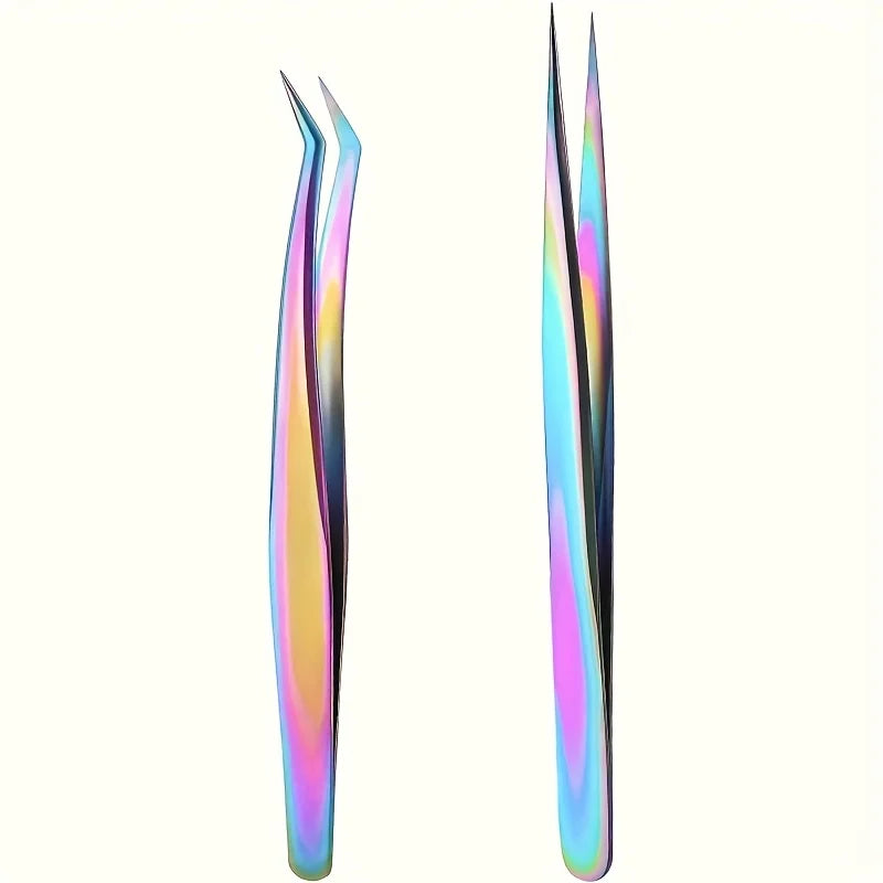 Titanium Precision Eyelash Tweezers – Stainless Steel Makeup