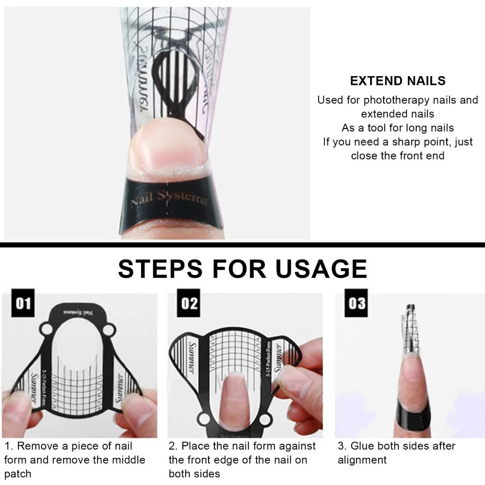500 Pcs Self-Adhesive PVC Nail Extension Forms – Roll Mold
