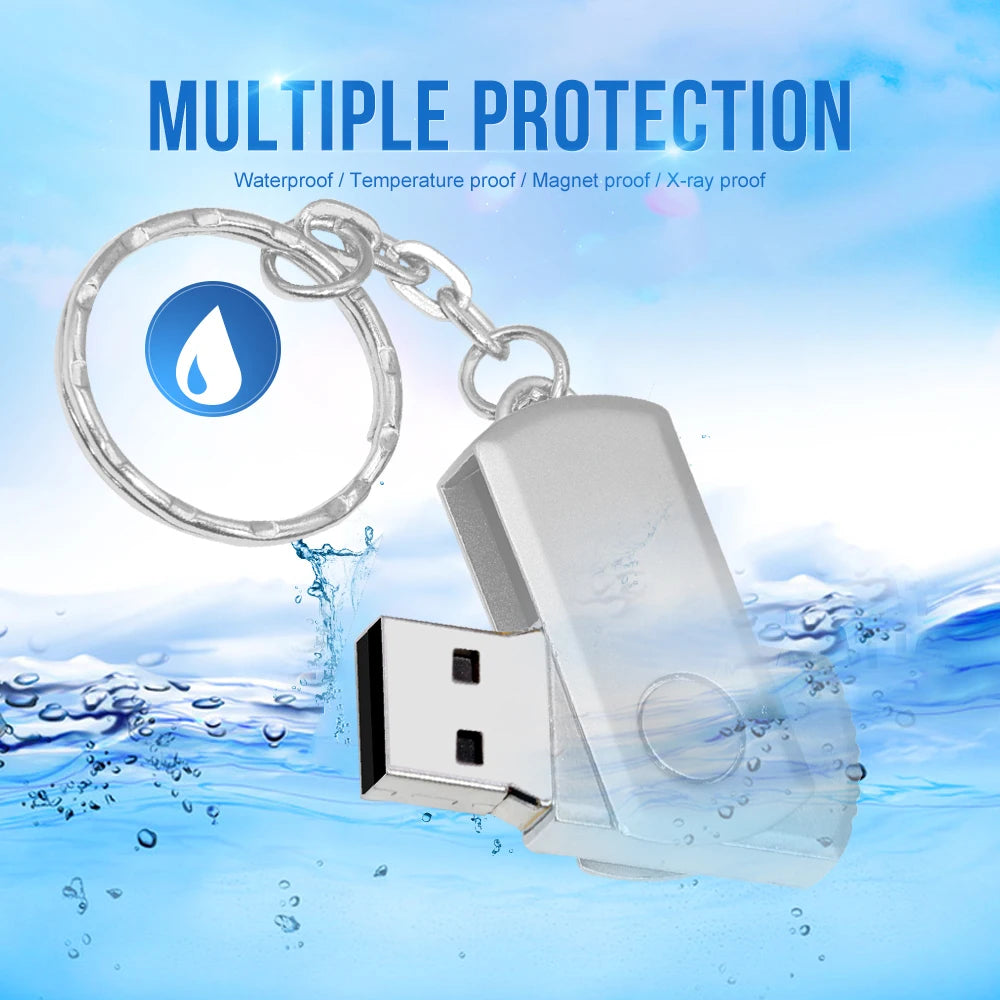 Waterproof Metal Rotating USB Flash Drive 8GB–128GB USB 2.0 USB Flash Drive PRIMED