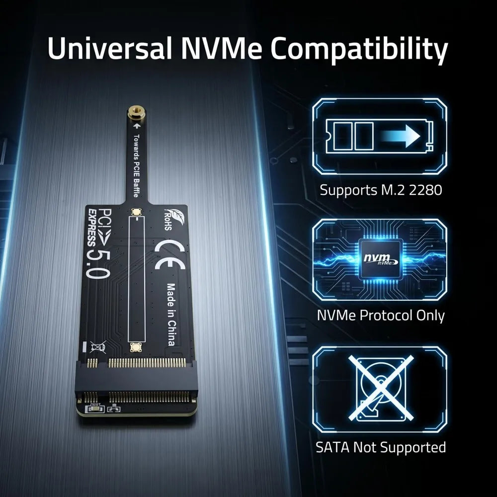 TISHRIC PCIe 5.0/4.0 M.2 NVMe Expansion Card x1 to x16 NVMe Expansion Card PRIMED