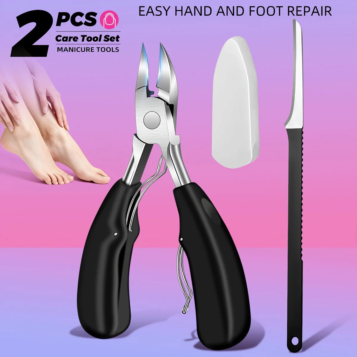 Stainless Steel Toenail Clipper Set – Thick & Ingrown Nails