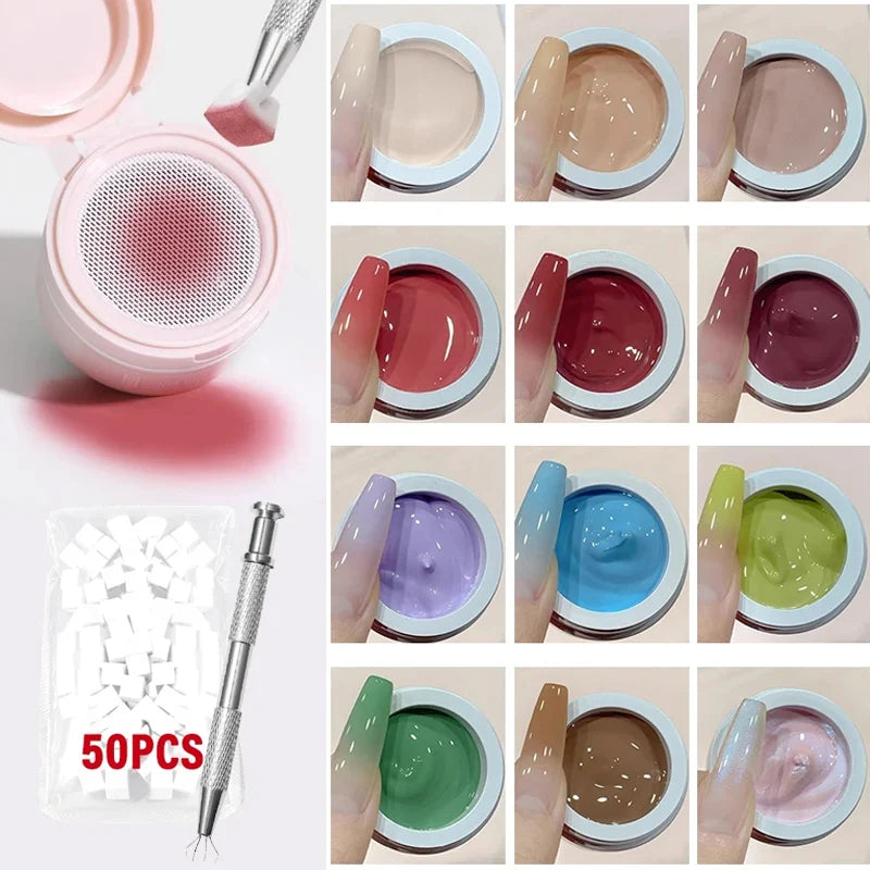 12-Color Air Cushion Patting Gel | Gradient UV Nail Art Gel Nail Art Gel PRIMED