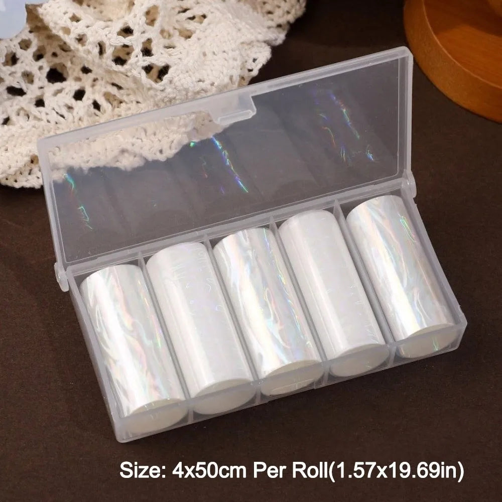 Lace Holographic Nail Foils – Black & White Sequin Stickers