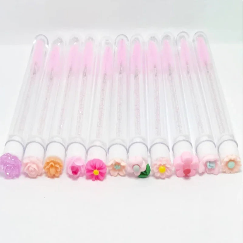 Flower Tube Eyelash Brush Set – Reusable Mascara Wand Spoolie Eyelash Brush Set PRIMED