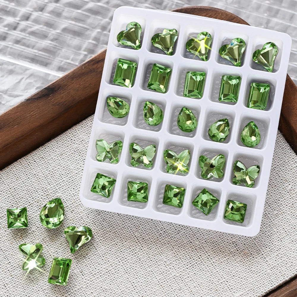 25pcs 3D Crystal Rhinestone Nail Charms – Heart Oval Square Nail Art Charms PRIMED ZB154-7