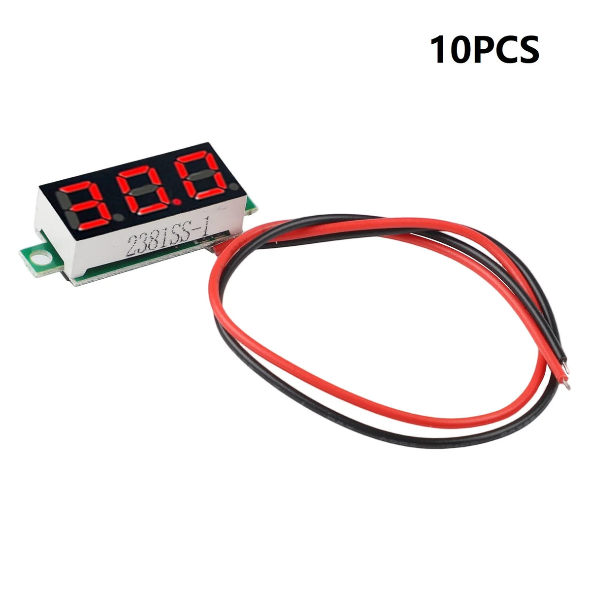 LED Digital Voltmeter 2-Wire DC 2.4–40V | Car Dashboard 10-Pack Digital Panel Voltmeter PRIMED Red China Mainland