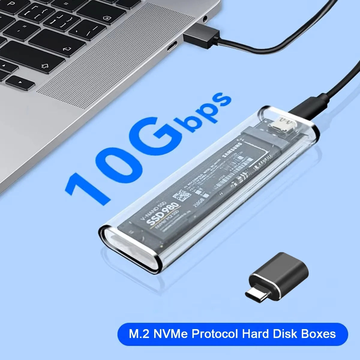 M.2 NVMe SSD Enclosure USB 3.1 Type-C | 2230–2280 Transparent SSD Enclosure PRIMED