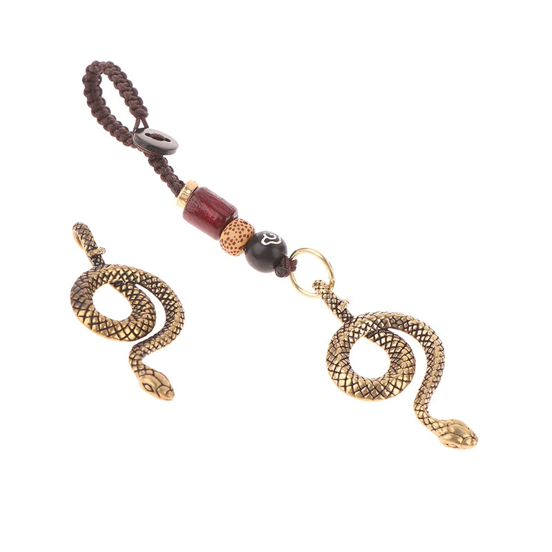 Handmade Brass Snake Zodiac Key Chain Pendant | Vintage Copper