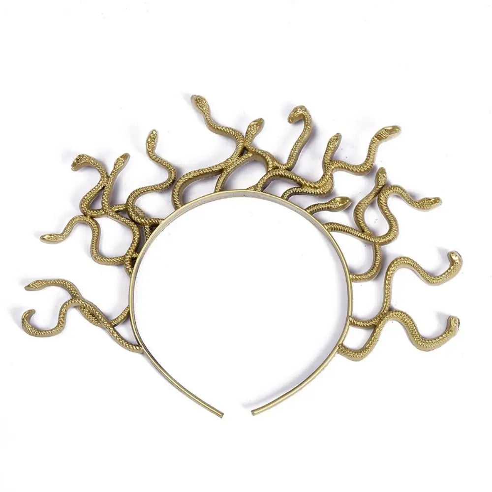 Medusa Snake Headband – Halloween Cosplay & Party Prop Costume Headband PRIMED Gold-27x20.5cm